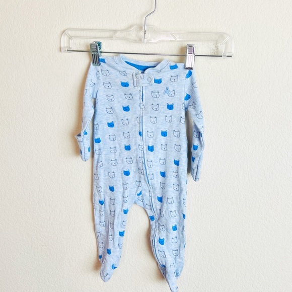 GAP Baby Blue Bear Zip Footsie Onesie Zip Up Outfit - Picture 1 of 16